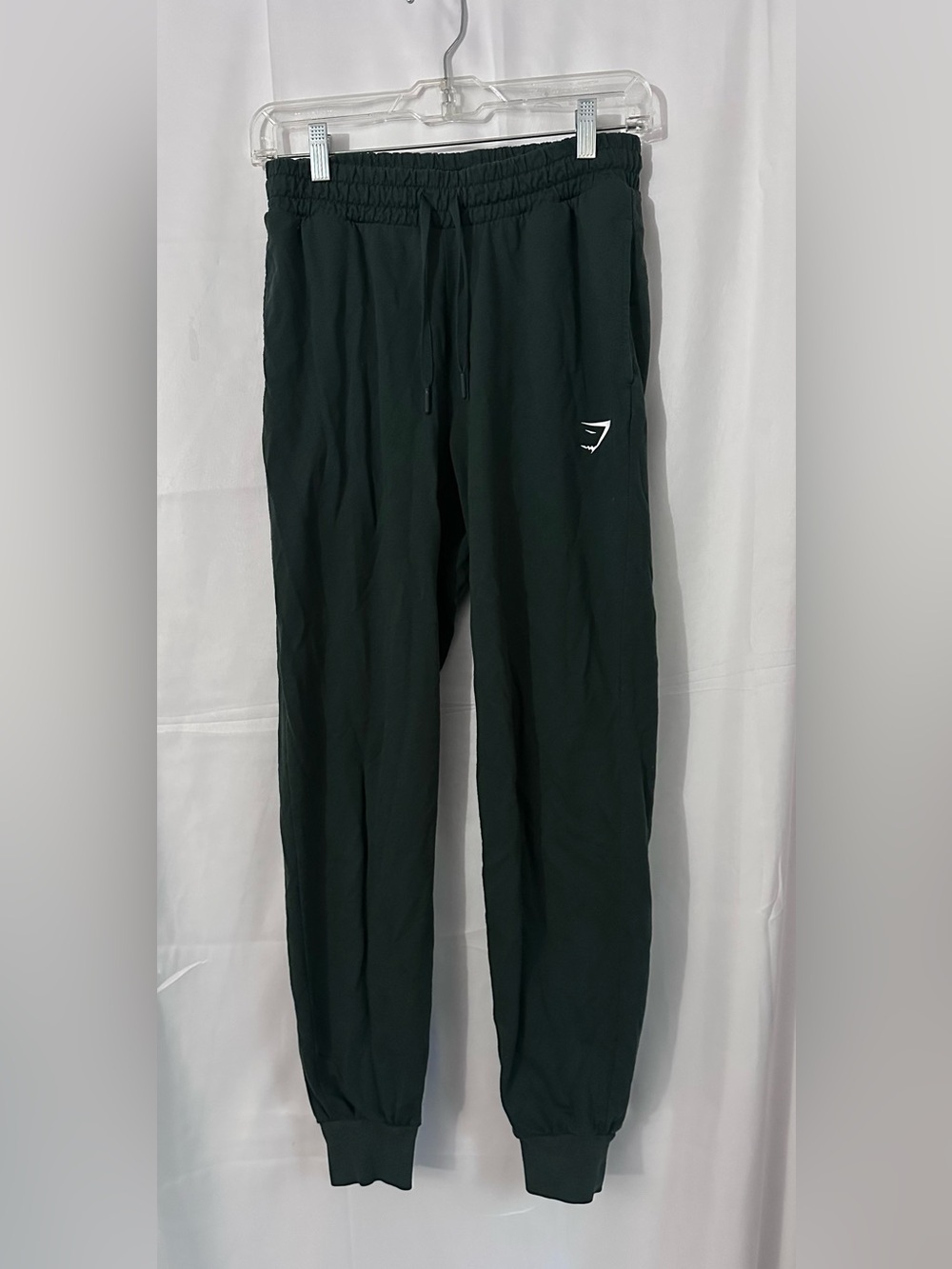 Gymshark Dark Green Joggers with White Logo